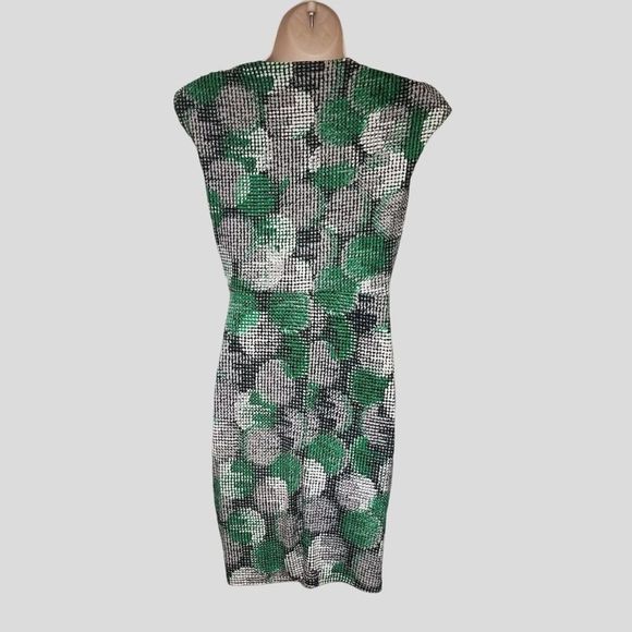 Valerie Bertinelli Cow-Neck Multicolor Black/Green Dress Size 8 - Picture 3 of 8